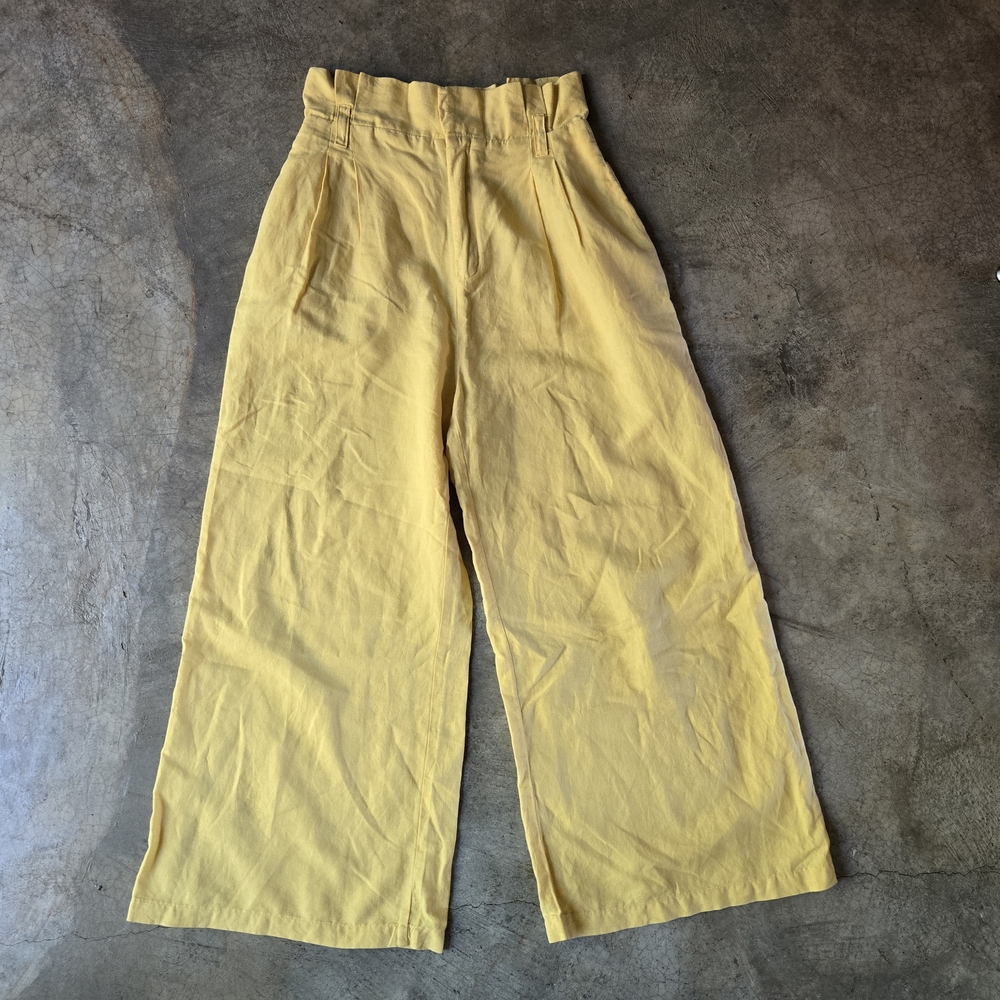 🎈sale! 🎈Zara Yellow High Waisted Widw Leg Pants S
